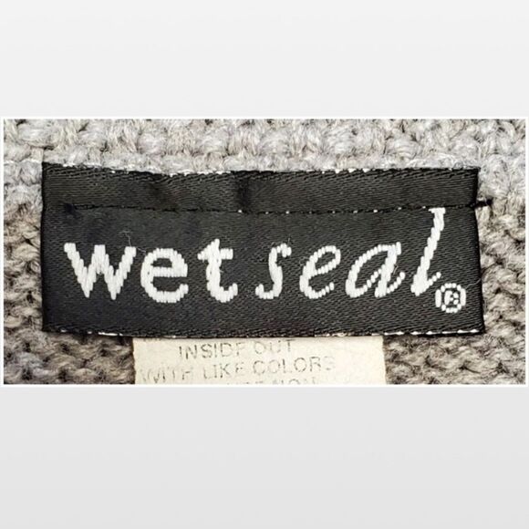 Vtg Wet Seal Cardigan Womens Medium Gray Hi Low Knit Open Tie Front - Picture 11 of 15